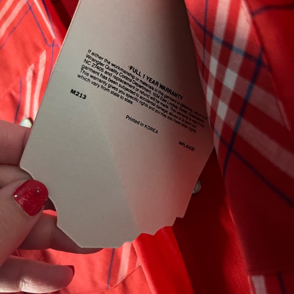 Red & White Plaid Wrangler Long Sleeve with Pearl Snaps, Pockets on Chest, New - Picture 4 of 5